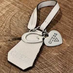 GUESS Cream Bag charm with Silver Details